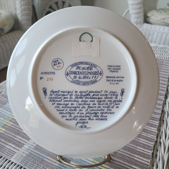 Vintage D'Arceau Limoges Lafayette Legacy Collector Plate 2 North Island Landing - Picture 7 of 10